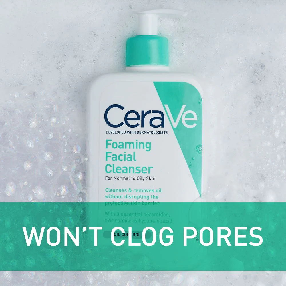 CeraVe Foaming Facial Cleanser – Oil Control Face Wash for Normal to Oily Skin, Fragrance-Free & Hydrating