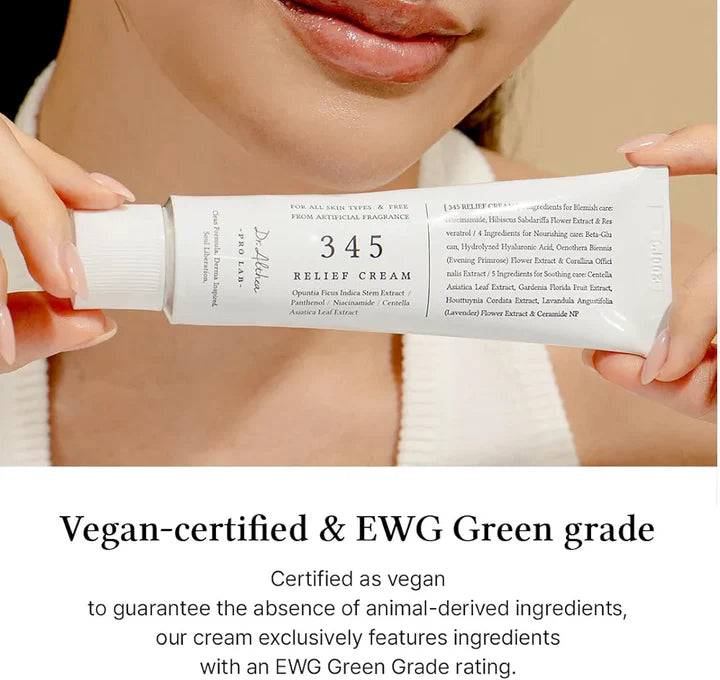 345 Relief Cream – Vegan & EWG Green Grade Soothing Moisturizer for Sensitive and All Skin Types