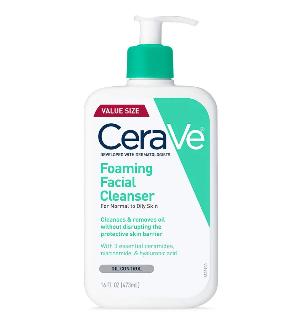 CeraVe Foaming Facial Cleanser – Oil Control Face Wash for Normal to Oily Skin, Fragrance-Free & Hydrating